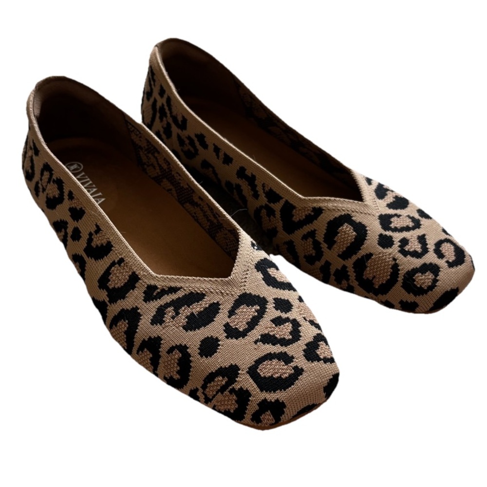 VIVAIA Leopard Print Flats Size 37.5/6.5 Trendy Comfy Casual Effortless Chic - Picture 5 of 7